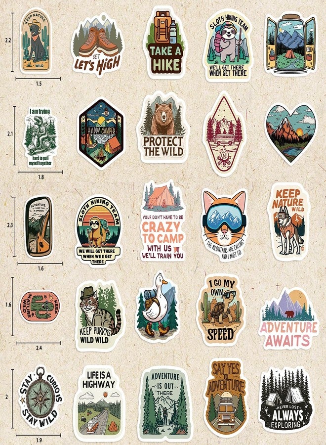 MKZ 100PCS Funny Camping Stickers Hiking Outdoor Adventure Stickers Vinyl Waterproof Sticker Packs for Laptop - Image 2